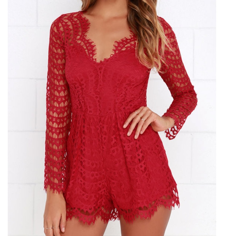 Lulus Red Lace Romper
